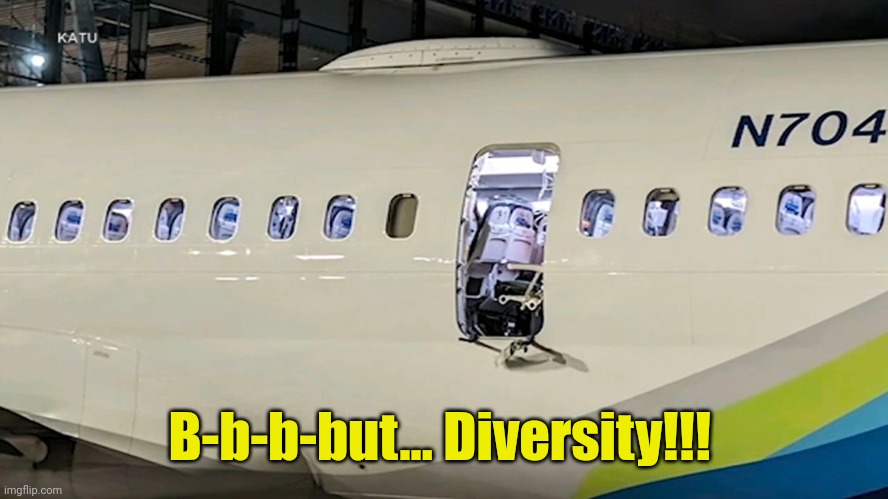 Boeing door plug | B-b-b-but... Diversity!!! | image tagged in boeing door plug | made w/ Imgflip meme maker