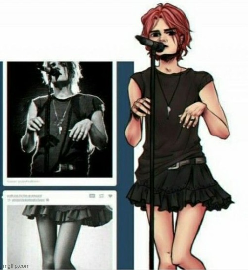 image tagged in gerard way,mcr,my chemical romance,drawing,skirt,lol | made w/ Imgflip meme maker