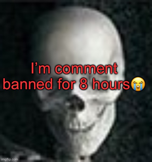 . | I’m comment banned for 8 hours😭 | image tagged in skull | made w/ Imgflip meme maker