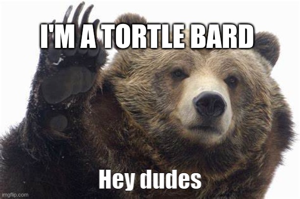 me | I'M A TORTLE BARD | image tagged in bear hey dudes | made w/ Imgflip meme maker