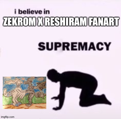 I believe in supremacy | ZEKROM X RESHIRAM FANART | image tagged in i believe in supremacy,fanart,crossover | made w/ Imgflip meme maker