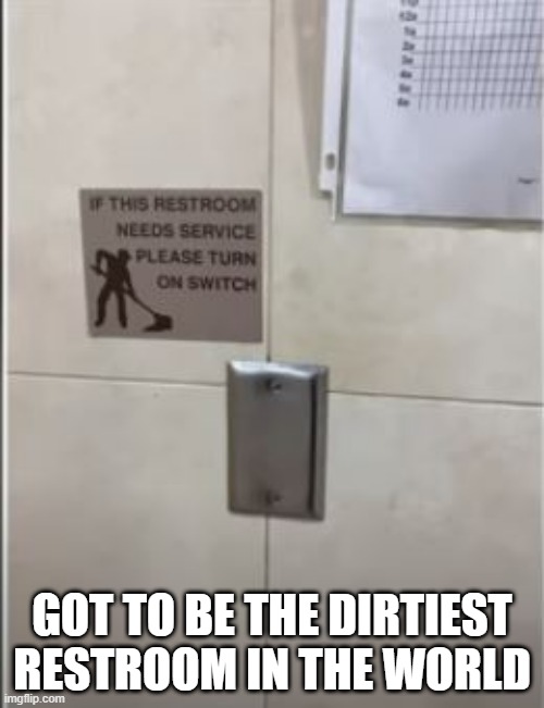 Push to Clean | GOT TO BE THE DIRTIEST RESTROOM IN THE WORLD | image tagged in you had one job | made w/ Imgflip meme maker