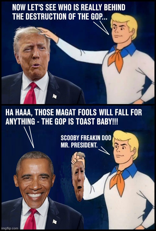 We All Know It's Putin Behind The Mask But This Will Be A Less Embarrassing Story To Tell The Grandkids | image tagged in trump traitor,trump destroyed the gop,scooby freaking doo,convict 45,convict trump,magats are the real rinos | made w/ Imgflip meme maker