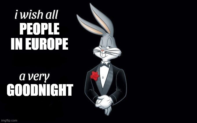 I wish all x a very y | PEOPLE IN EUROPE; GOODNIGHT | image tagged in i wish all x a very y,memes,funny,funny memes | made w/ Imgflip meme maker