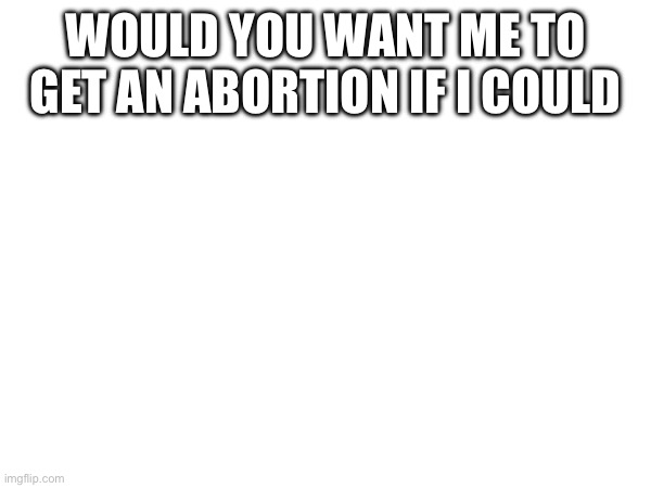 WOULD YOU WANT ME TO GET AN ABORTION IF I COULD | made w/ Imgflip meme maker