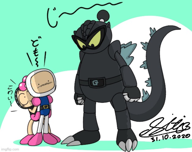 White Bomber and Black Bomber meets Godzilla Bomber (Art by Sitinuramjah) | made w/ Imgflip meme maker
