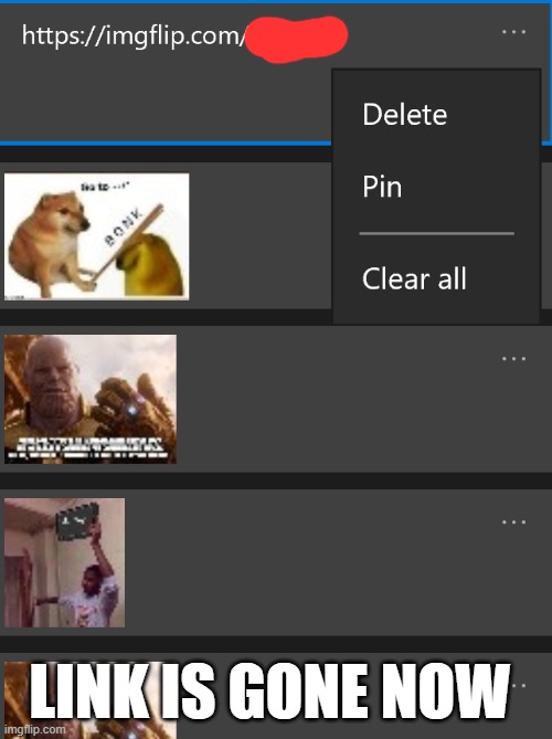 LINK IS GONE NOW | made w/ Imgflip meme maker