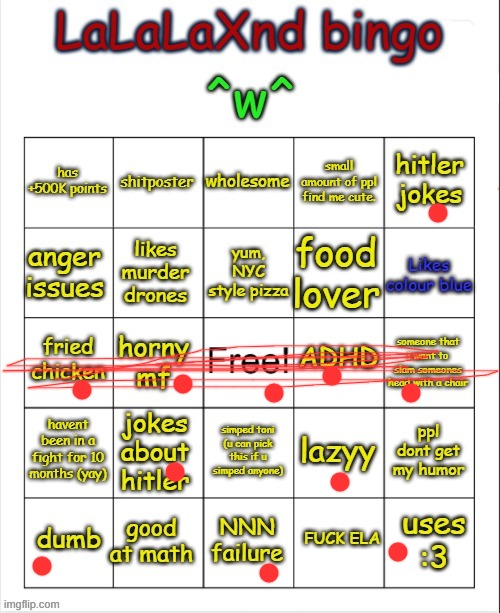 womp womp | image tagged in lalalaxnd bingo updated | made w/ Imgflip meme maker