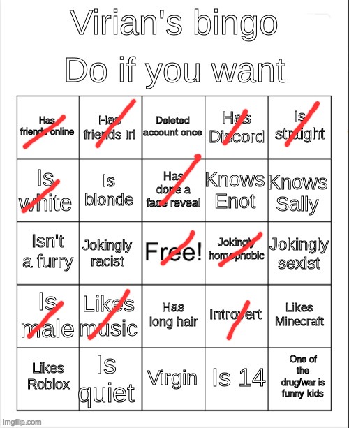 Virian's bingo | image tagged in virian's bingo | made w/ Imgflip meme maker