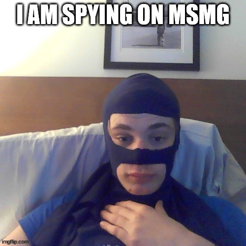 /jk | I AM SPYING ON MSMG | image tagged in riplos the spi | made w/ Imgflip meme maker