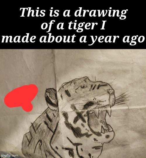 Plz rate it out of 10 | This is a drawing of a tiger I made about a year ago | image tagged in tiger,drawing | made w/ Imgflip meme maker
