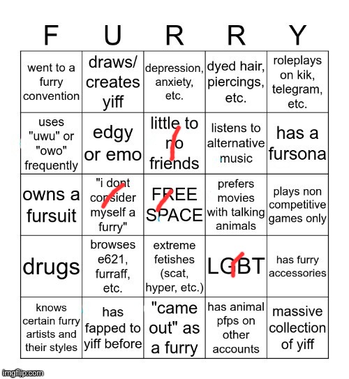 e | image tagged in furry bingo v2 | made w/ Imgflip meme maker