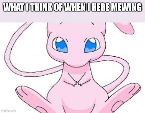 Pokemon Mew | WHAT I THINK OF WHEN I HERE MEWING | image tagged in pokemon mew | made w/ Imgflip meme maker