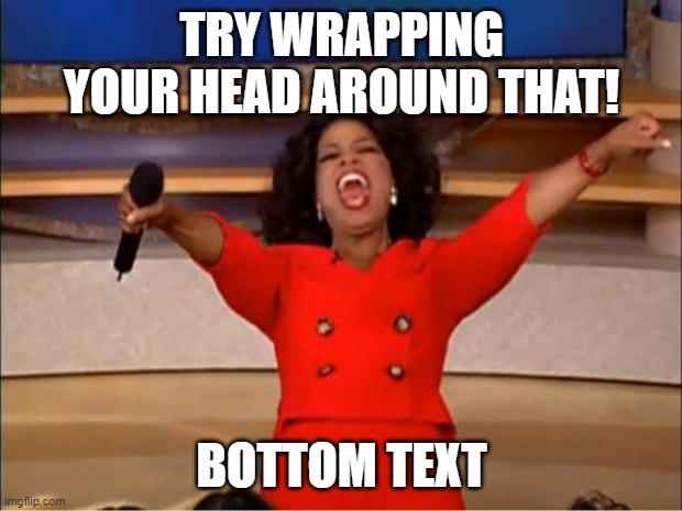 Oprah You Get A Meme | TRY WRAPPING YOUR HEAD AROUND THAT! BOTTOM TEXT | image tagged in memes,oprah you get a | made w/ Imgflip meme maker