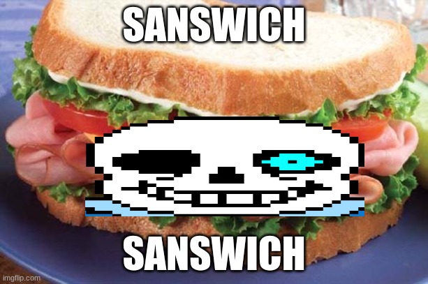 sanswich. | SANSWICH; SANSWICH | image tagged in sandwich,sans | made w/ Imgflip meme maker