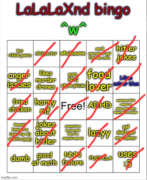 I know i did it , but I want to fill it out again | image tagged in lalalaxnd bingo updated | made w/ Imgflip meme maker
