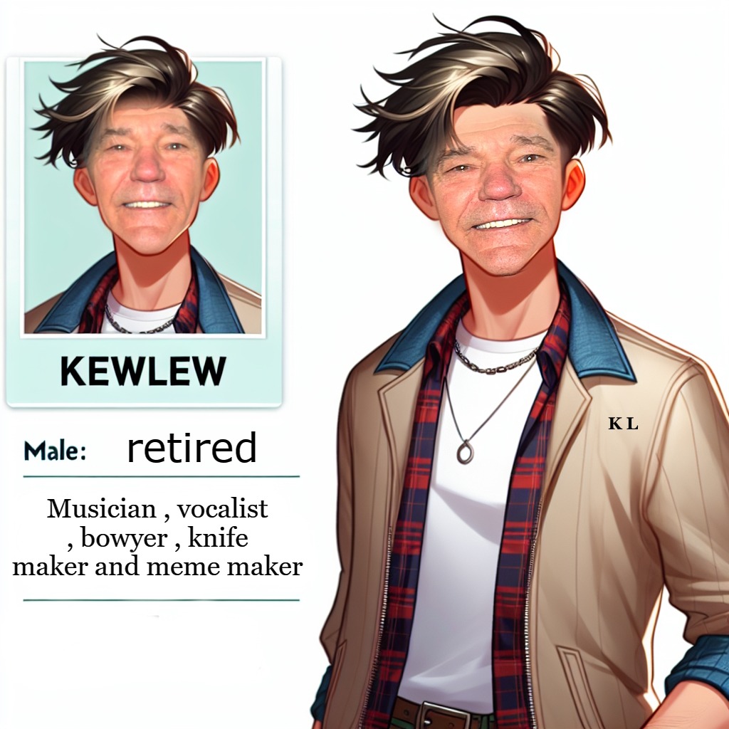 kewlew | retired; Musician , vocalist , bowyer , knife maker and meme maker | image tagged in kewlew,memer | made w/ Imgflip meme maker