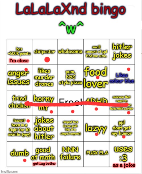 yes my adhd was diagnosed by 3 different psychiatrists | I'm close; getting better; as a joke | image tagged in lalalaxnd bingo updated | made w/ Imgflip meme maker