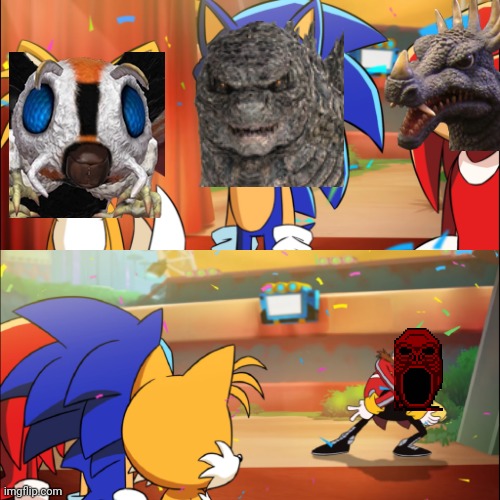 he wins as always | image tagged in team sonic eggman dance,godzilla creepypasta,red,mothra,godzilla,anguirus | made w/ Imgflip meme maker