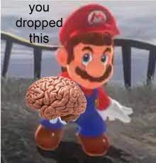 High Quality Mario holding brain Blank Meme Template