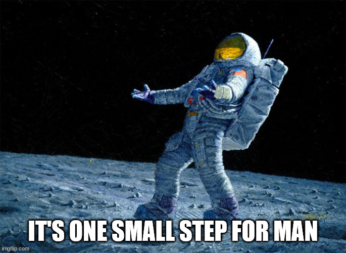 astronaut | IT'S ONE SMALL STEP FOR MAN | image tagged in astronaut | made w/ Imgflip meme maker