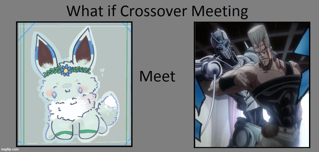 Silver and Polnareff | image tagged in what if crossover meet this character,silver,eevee,jojo | made w/ Imgflip meme maker