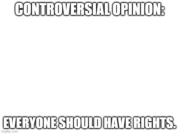It's that simple. | CONTROVERSIAL OPINION:; EVERYONE SHOULD HAVE RIGHTS. | image tagged in real life | made w/ Imgflip meme maker