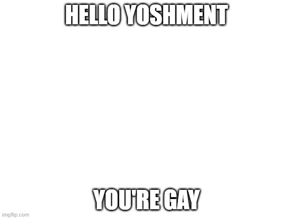 HELLO YOSHMENT; YOU'RE GAY | made w/ Imgflip meme maker