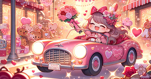 Gacha girl and pink car Blank Meme Template