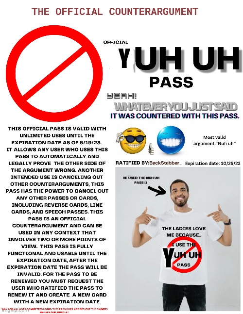 Yuh uh pass Blank Template - Imgflip