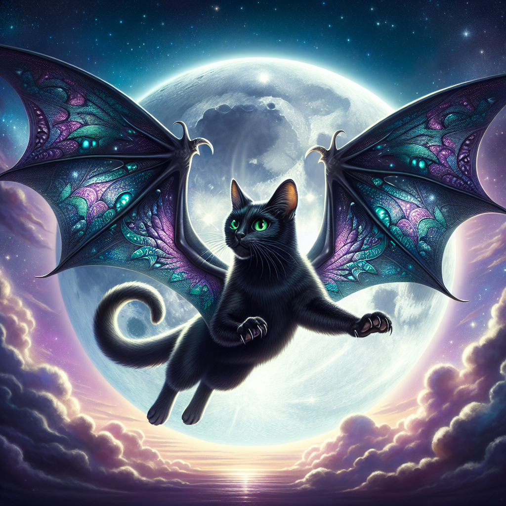 High Quality Black cat with dragon wings Blank Meme Template