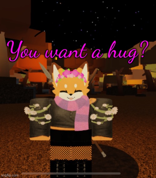 POV: she's asking you if u wanna hug | You want a hug? | image tagged in fluff but she's gothic and a flower girl | made w/ Imgflip meme maker
