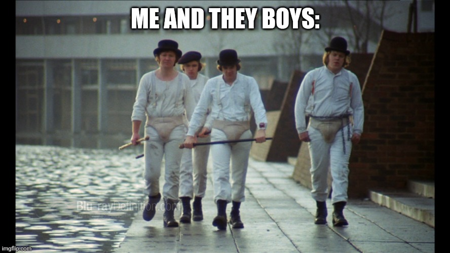 Me and the boys will stop gametoons | ME AND THEY BOYS: | image tagged in clockwork orange gang | made w/ Imgflip meme maker
