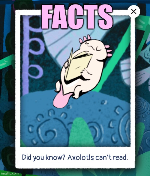 Axolotl | FACTS | image tagged in facts,oh wow are you actually reading these tags | made w/ Imgflip meme maker