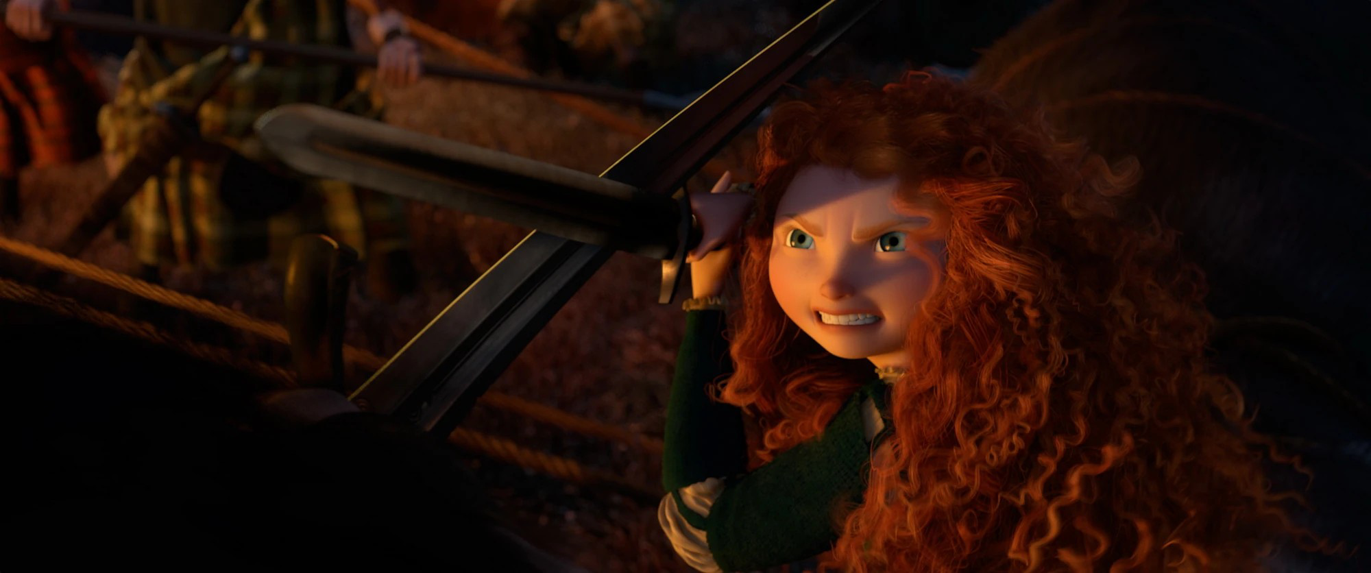 Merida protecting Elinor from her father, Fergus Blank Meme Template