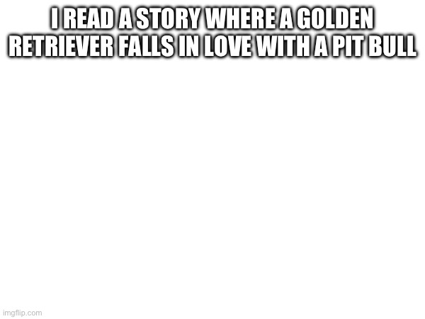 I READ A STORY WHERE A GOLDEN RETRIEVER FALLS IN LOVE WITH A PIT BULL | made w/ Imgflip meme maker