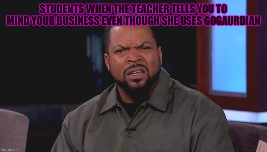 Or any other Chromebook watching website | STUDENTS WHEN THE TEACHER TELLS YOU TO MIND YOUR BUSINESS EVEN THOUGH SHE USES GOGAURDIAN | image tagged in really ice cube | made w/ Imgflip meme maker