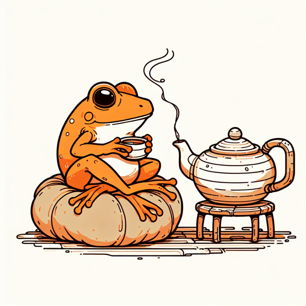 High Quality orange pepe frog drinking tea from the teapot Blank Meme Template