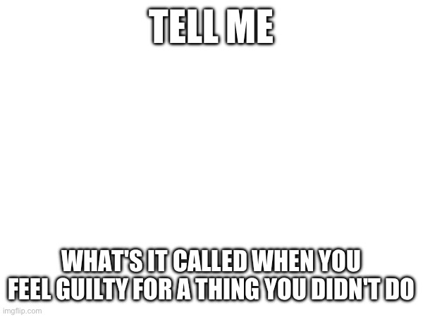 TELL ME; WHAT'S IT CALLED WHEN YOU FEEL GUILTY FOR A THING YOU DIDN'T DO | made w/ Imgflip meme maker