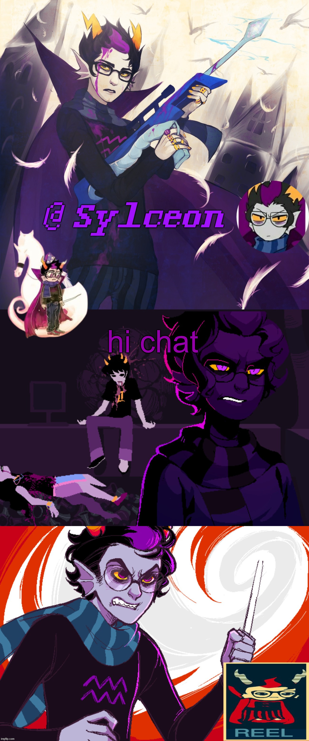 sylc's eridan temp by rpose | hi chat | image tagged in sylc's eridan temp by rpose | made w/ Imgflip meme maker