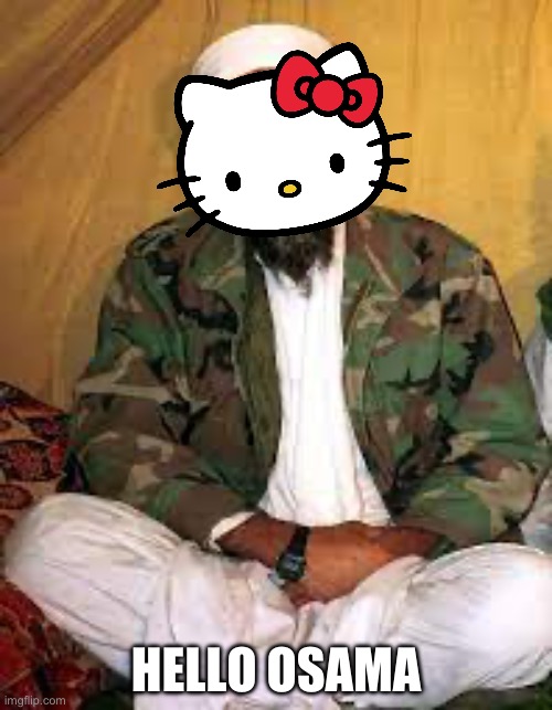 untitled | HELLO OSAMA | image tagged in cursed image | made w/ Imgflip meme maker