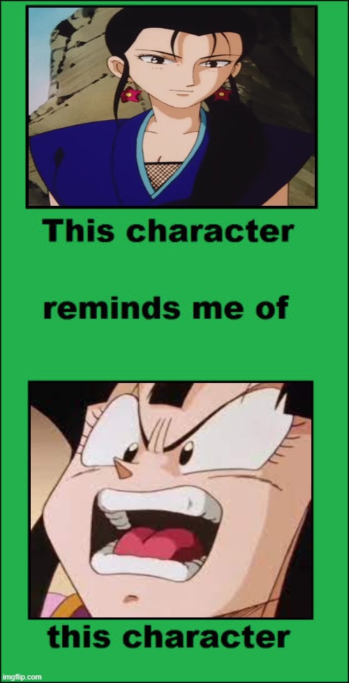 kikyo reminds me of chi chi | image tagged in this character reminds me of this character meme,dragon ball z,anime,animeme,chinese,asian | made w/ Imgflip meme maker