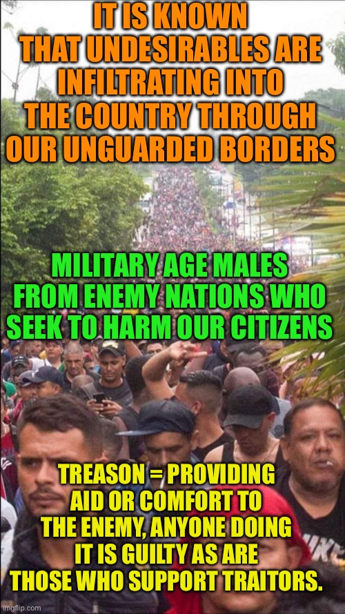 The enemy is inside the gates. Joe Biden brought in the Trojan Horse | IT IS KNOWN THAT UNDESIRABLES ARE INFILTRATING INTO THE COUNTRY THROUGH OUR UNGUARDED BORDERS; MILITARY AGE MALES FROM ENEMY NATIONS WHO SEEK TO HARM OUR CITIZENS; TREASON = PROVIDING AID OR COMFORT TO THE ENEMY, ANYONE DOING IT IS GUILTY AS ARE THOSE WHO SUPPORT TRAITORS. | image tagged in invasion,trojan horse,traitor joe has got to go | made w/ Imgflip meme maker