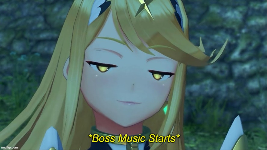 i love mythra so fucking much I am going to post her until oblivion and you can't stop me mom | image tagged in boss music starts | made w/ Imgflip meme maker