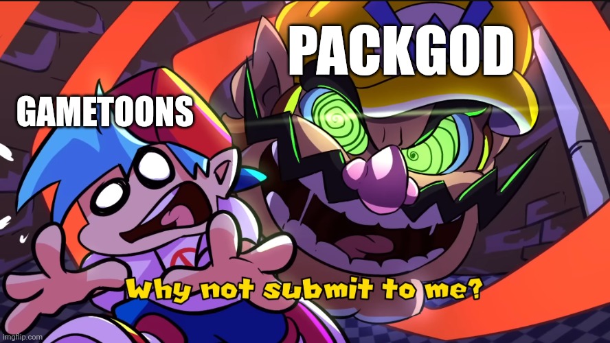 Wario head and BF | PACKGOD; GAMETOONS | image tagged in wario head and bf | made w/ Imgflip meme maker