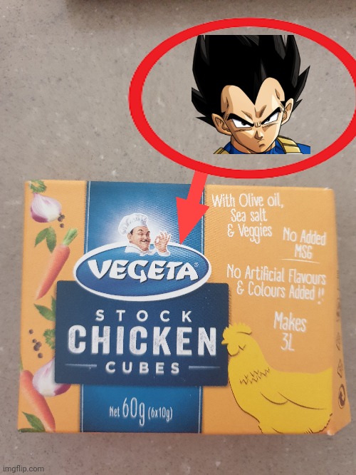 My photo | image tagged in memes,vegeta,chicken,vegetables | made w/ Imgflip meme maker