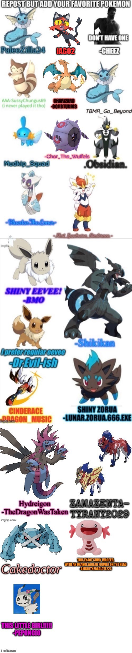 pleas repost with your favorite pokemon and your name | IAGO2 | image tagged in repost | made w/ Imgflip meme maker