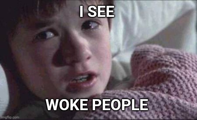 Scary | I SEE; WOKE PEOPLE | image tagged in memes,i see dead people | made w/ Imgflip meme maker