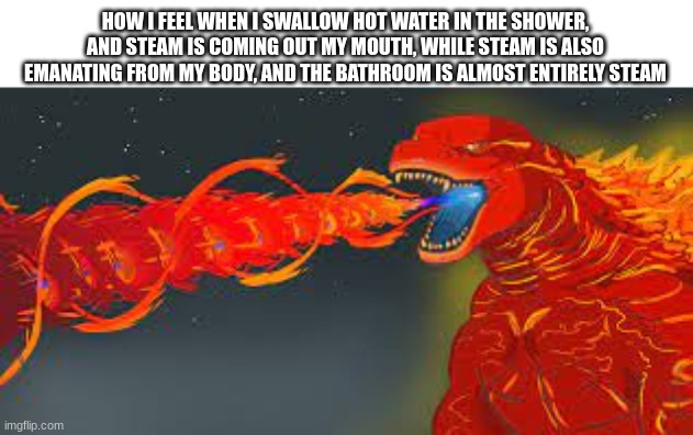 HOW I FEEL WHEN I SWALLOW HOT WATER IN THE SHOWER, AND STEAM IS COMING OUT MY MOUTH, WHILE STEAM IS ALSO EMANATING FROM MY BODY, AND THE BAT | made w/ Imgflip meme maker