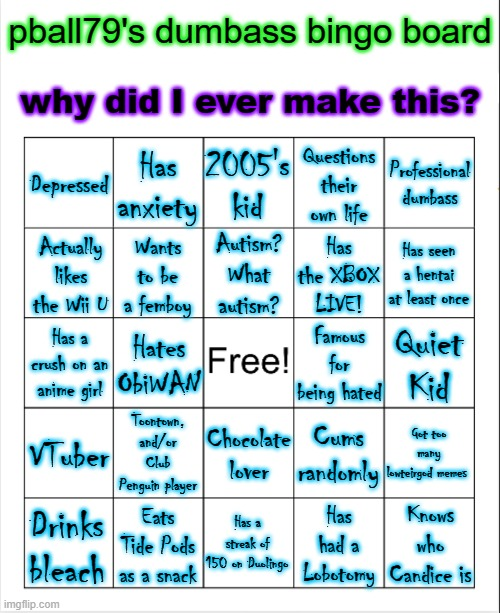 High Quality Pball79's bingo Blank Meme Template